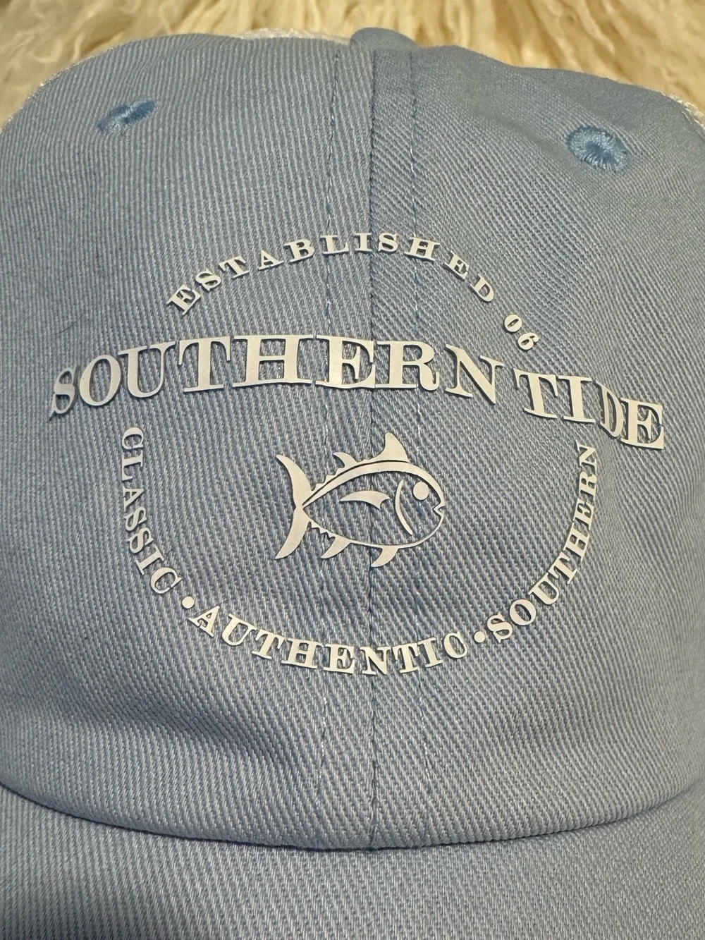 Southern Tide Sky Blue & White Mesh Baseball Cap